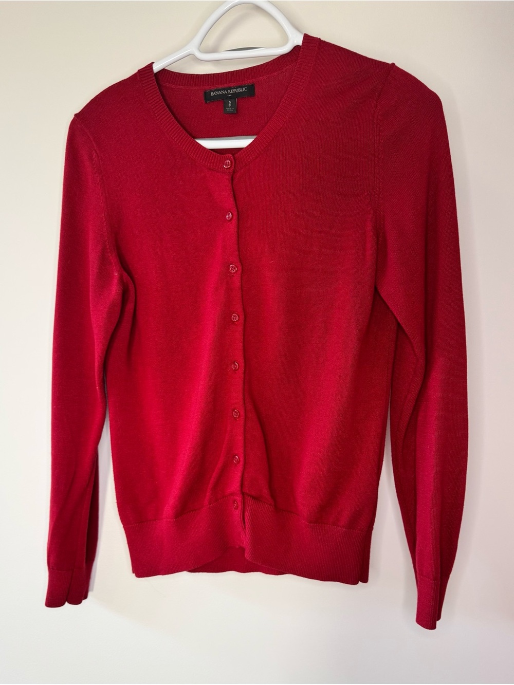 Banana Republic Bright Red Button-Front Cardigan Sweater